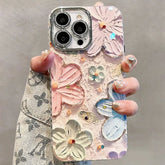 Glitter Laser Floral Phone Case with Diamond Lens Protection